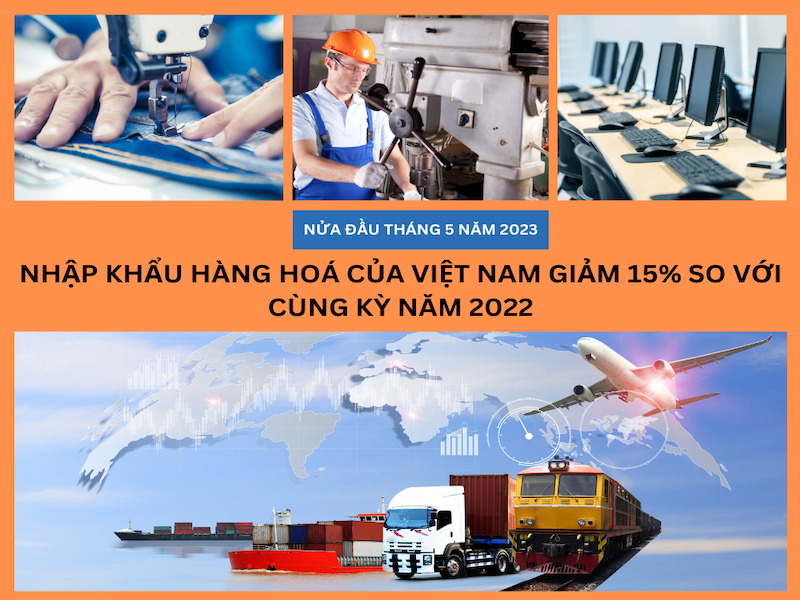 Nhập khẩu hàng hoá của Việt Nam nửa đầu tháng 5/2023 tăng so với kết quả ghi nhận cuối tháng 4/2023